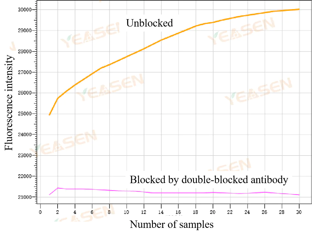 Detection of blocking efficiency of double-block antibody for exonuclease activity